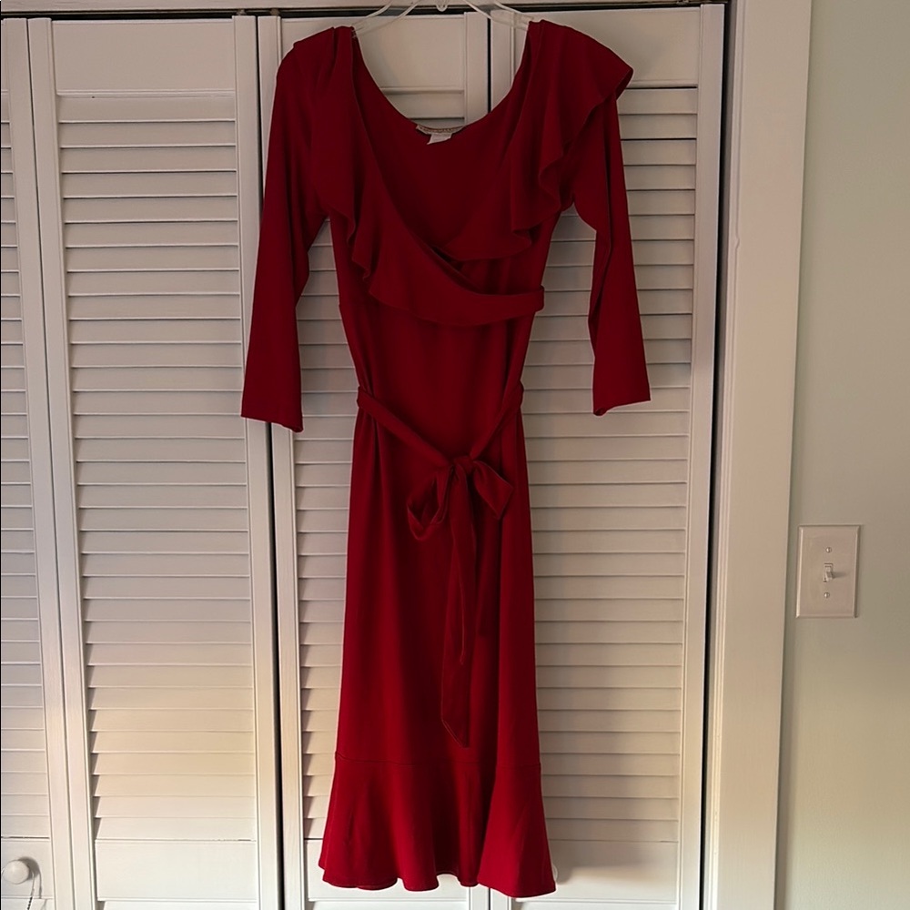Elegant Red Ruffle Dress